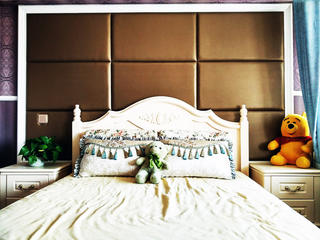 复古美式小复式装修床头背景墙图片