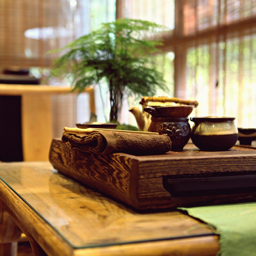 新中式三居之家茶台特写
