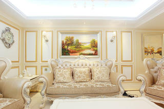 大户型法式风格装修沙发背景墙图片