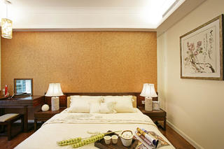新中式别墅装修卧室背景墙图片