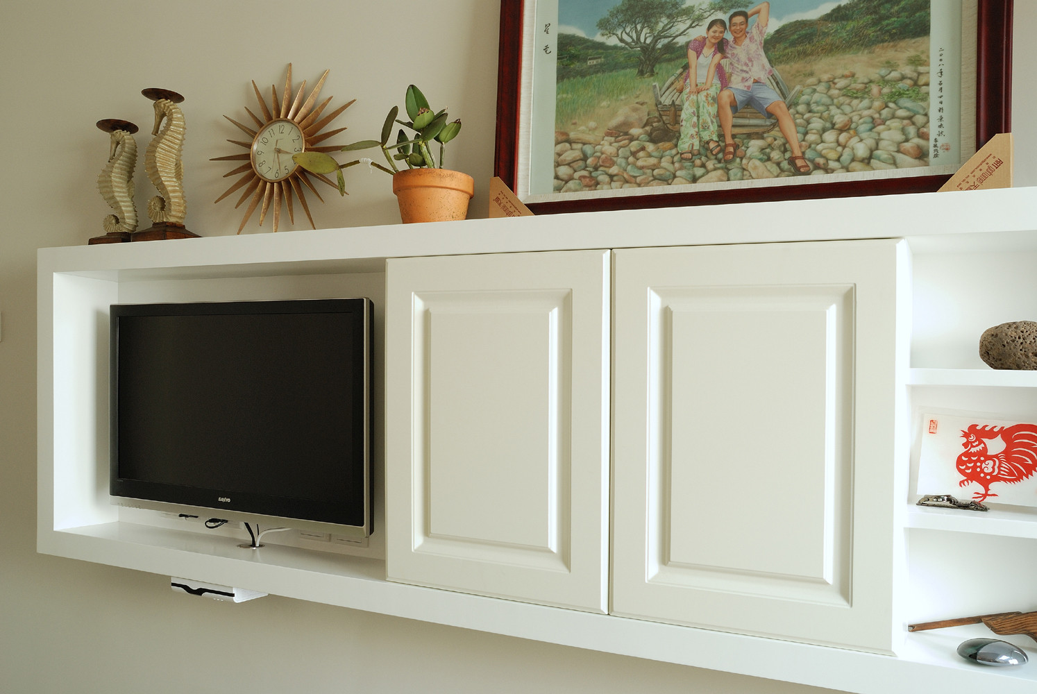 89平美式休闲两居装修电视柜图片