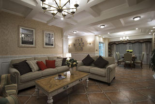 美式风格别墅设计沙发背景墙图片