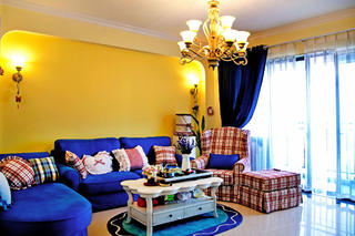 三居室地中海风格家沙发背景墙图片