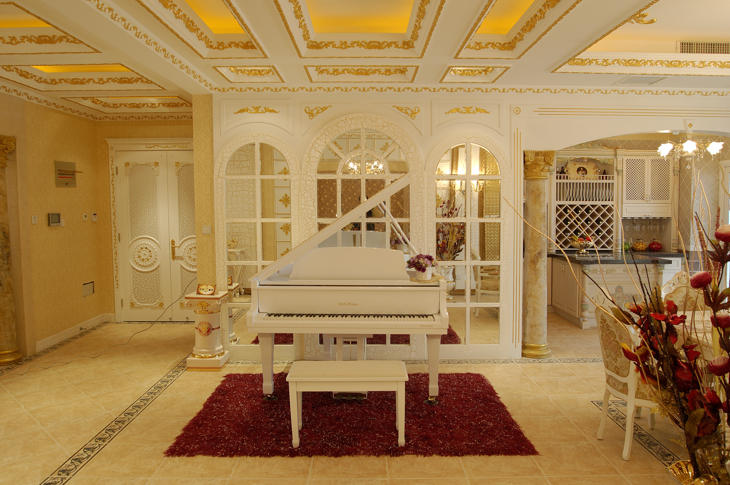欧式奢华风格别墅装修钢琴区