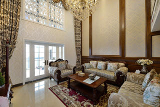 唯美典雅的欧式别墅装修客厅设计图