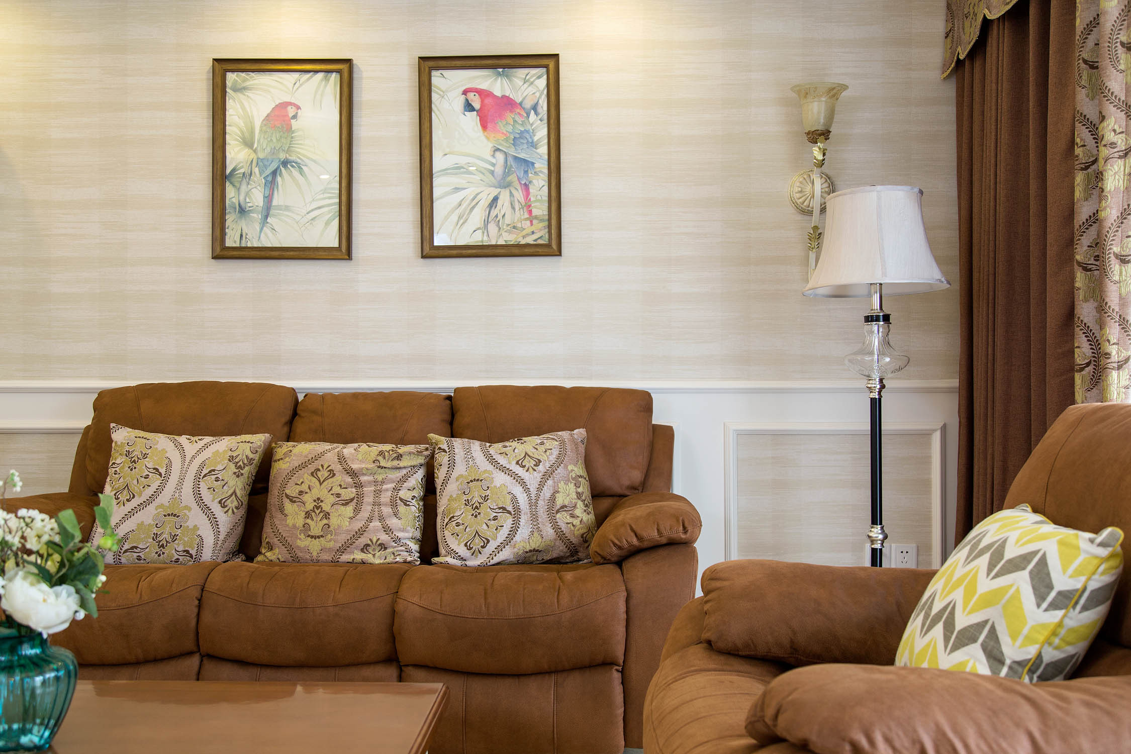 130平现代美式家沙发图片