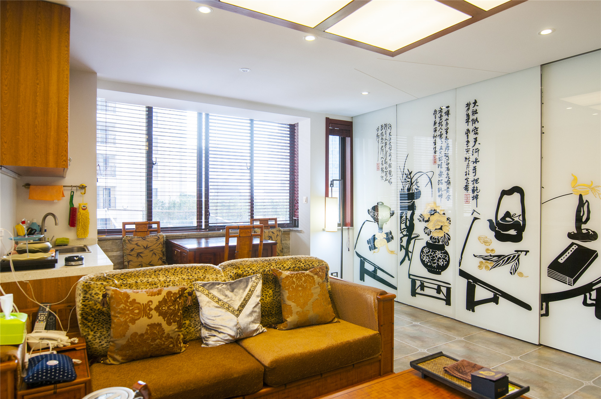 90平现代中式风格装修客厅设计图