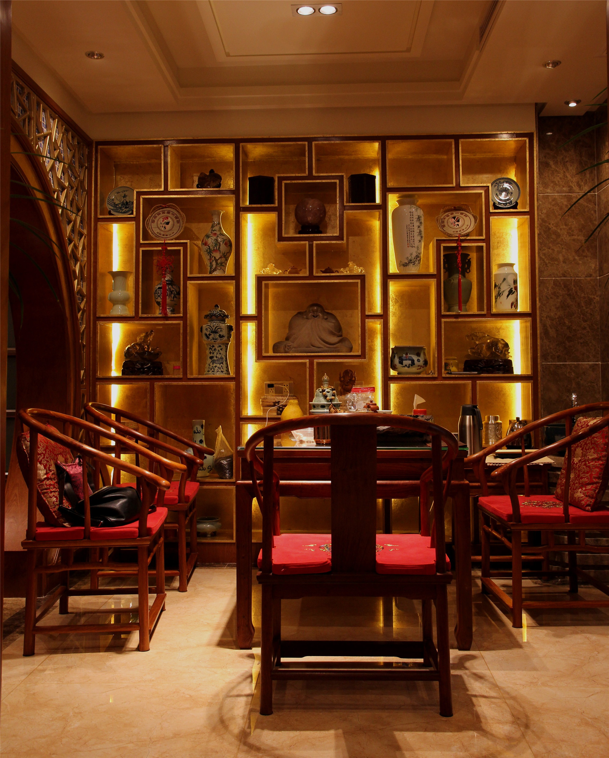 茶馆古典风格中式效果图 古典中式公寓装修茶室设计图