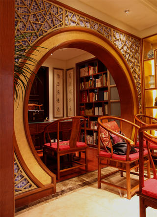 大户型中式古典装修书房一角