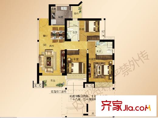 3室2厅2卫1厨金名都37栋02户型 3室2厅2卫1厨金名都6-10栋,14栋港汇山