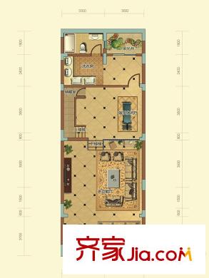 中航・维拉庄园T3-T8栋天地华宅B户型地下层 1室2厅1卫