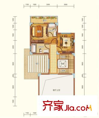 中航・维拉庄园T9-T13山涧小墅B3户型二层 4室2厅4卫1厨