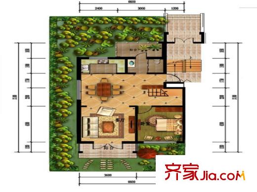 观澜墅一期阳光叠墅一层户型 5室8厅5卫2厨