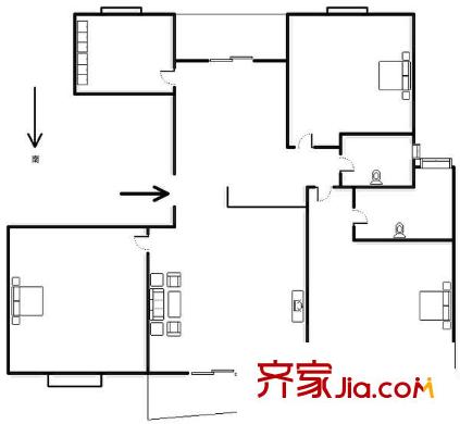 经典花园户型图户型图 3室2厅2卫1厨