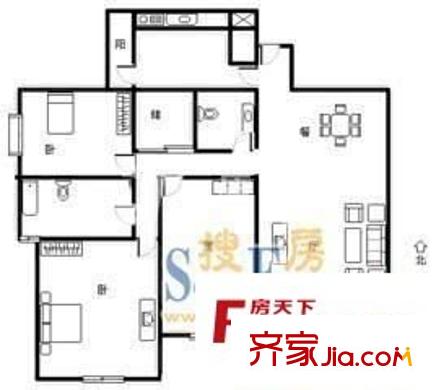 经典花园户型图户型图 3室2厅2卫1厨