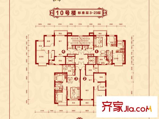 恒大名都10#平层户型图