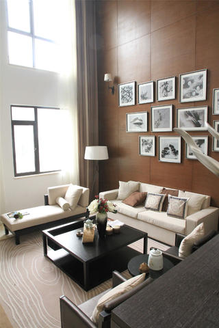 新中式三居装修设计沙发背景墙图片