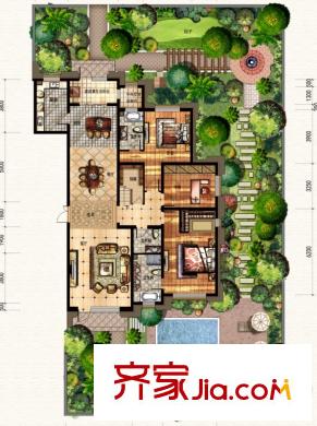 廊坊孔雀城大公馆12#首层户型 6室3厅5卫2厨
