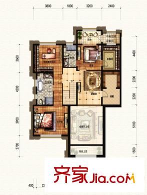 廊坊孔雀城大公馆5#首层上跃户型 5室3厅4卫2厨