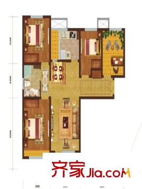 鸿坤・理想湾G户型 4室2厅1卫1厨