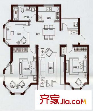 滨江国际商业广场户型图三室户型图