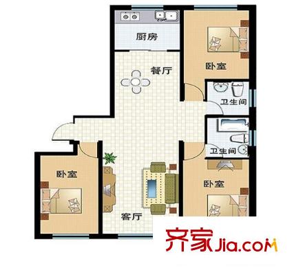 贺丞路88弄小区户型图三室户型图