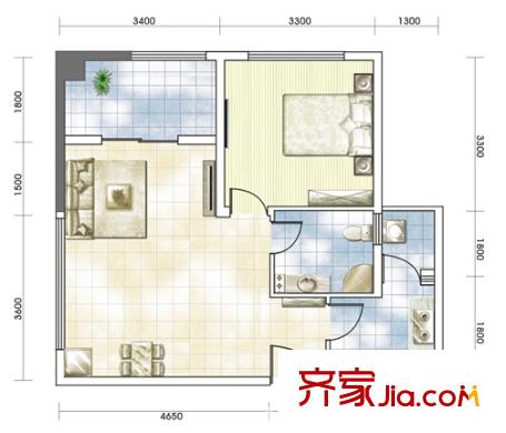 枫丹琴园户型图一室一户型