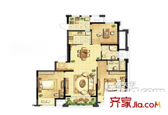 东方苑 3室2厅1卫1厨 户型图