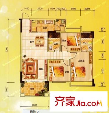 新居时代户型图三室户型图