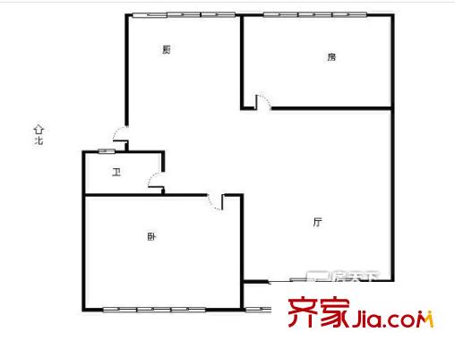 新居时代户型图两室一厅 2室1厅1卫1厨
