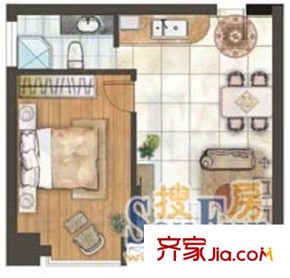 金成云庭户型图1室1厅1卫1厨