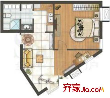 金成云庭户型图1室1厅1卫1厨