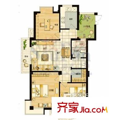 紫郡二期 3室1厅1卫1厨 户型图