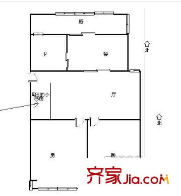 紫郡二期 2室2厅1卫1厨 户型图