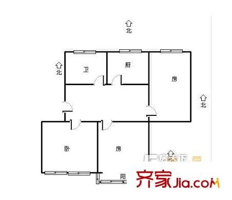 丹凤新村户型图三室一厅 3室1厅1卫1厨