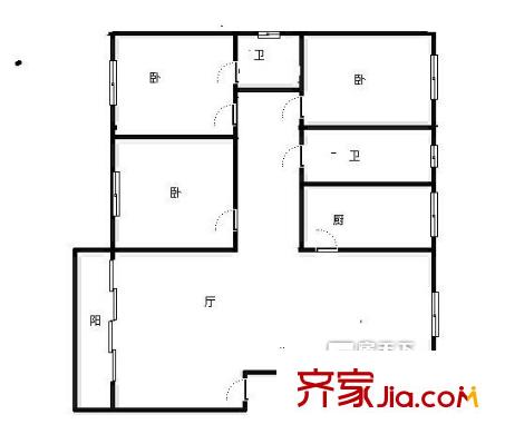 丹凤新村户型图三室一厅一厨两卫 3室1厅2卫1厨