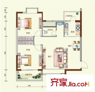 朱雀宝丽花园户型图两室户型图