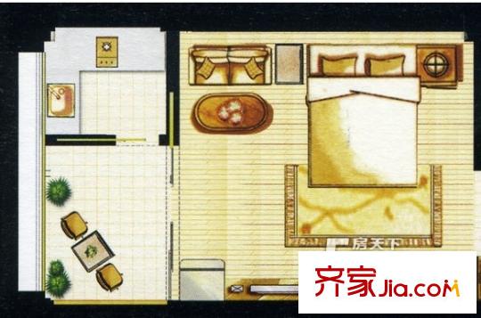 中山名都户型图1室 1室1卫