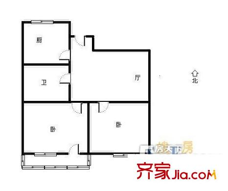 文景花园户型图两室一厅 2室1厅1卫1厨