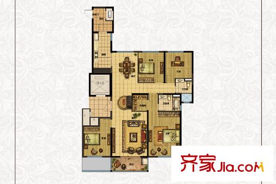 恒大城市之光D3户型 4室2厅2卫1厨