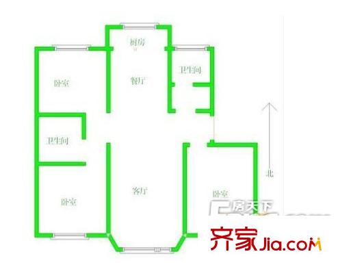 丁香苑户型图三室两厅两卫 3室2厅2卫1厨