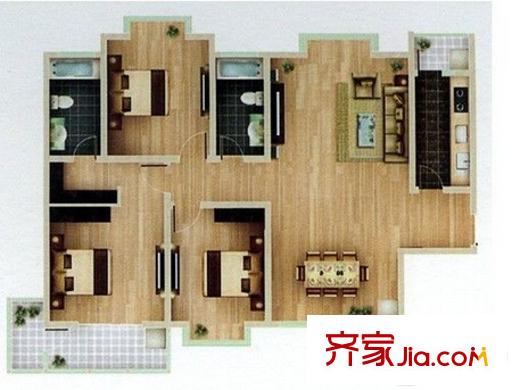 金东岸大厦户型图三室户型图