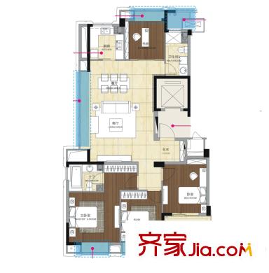 罗蒙环球城住宅A5户型 4室2厅2卫1厨