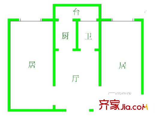 槐树小区户型图两室一厅 2室1厅1卫1厨