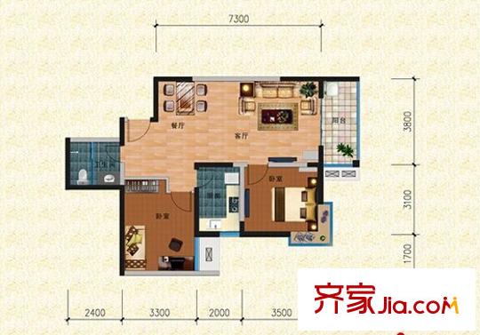 舟宿云庭户型图两室户型图