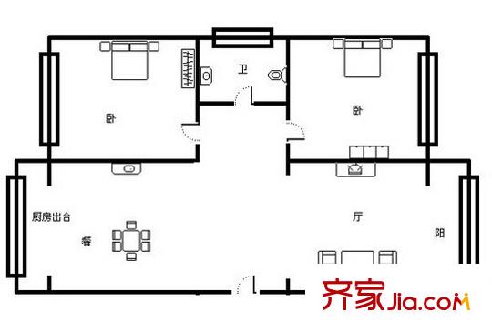 舟宿云庭户型图两室户型图