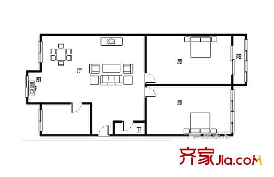 梅沁园户型图两室一厅 2室1厅1卫1厨