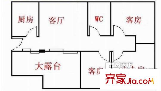 慈湖人家户型图三室一厅一阳 3室1厅1卫1厨