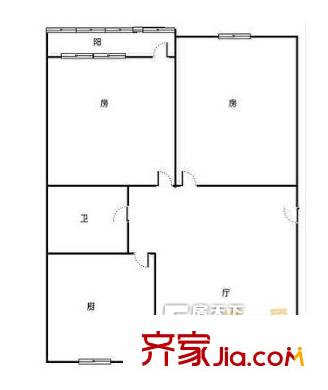 慈湖人家户型图两室一厅 2室1厅1卫1厨