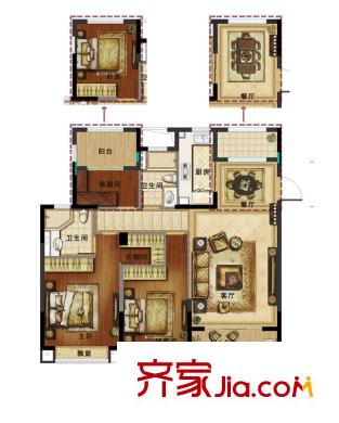 新外滩1号G1户型 3室2厅2卫1厨